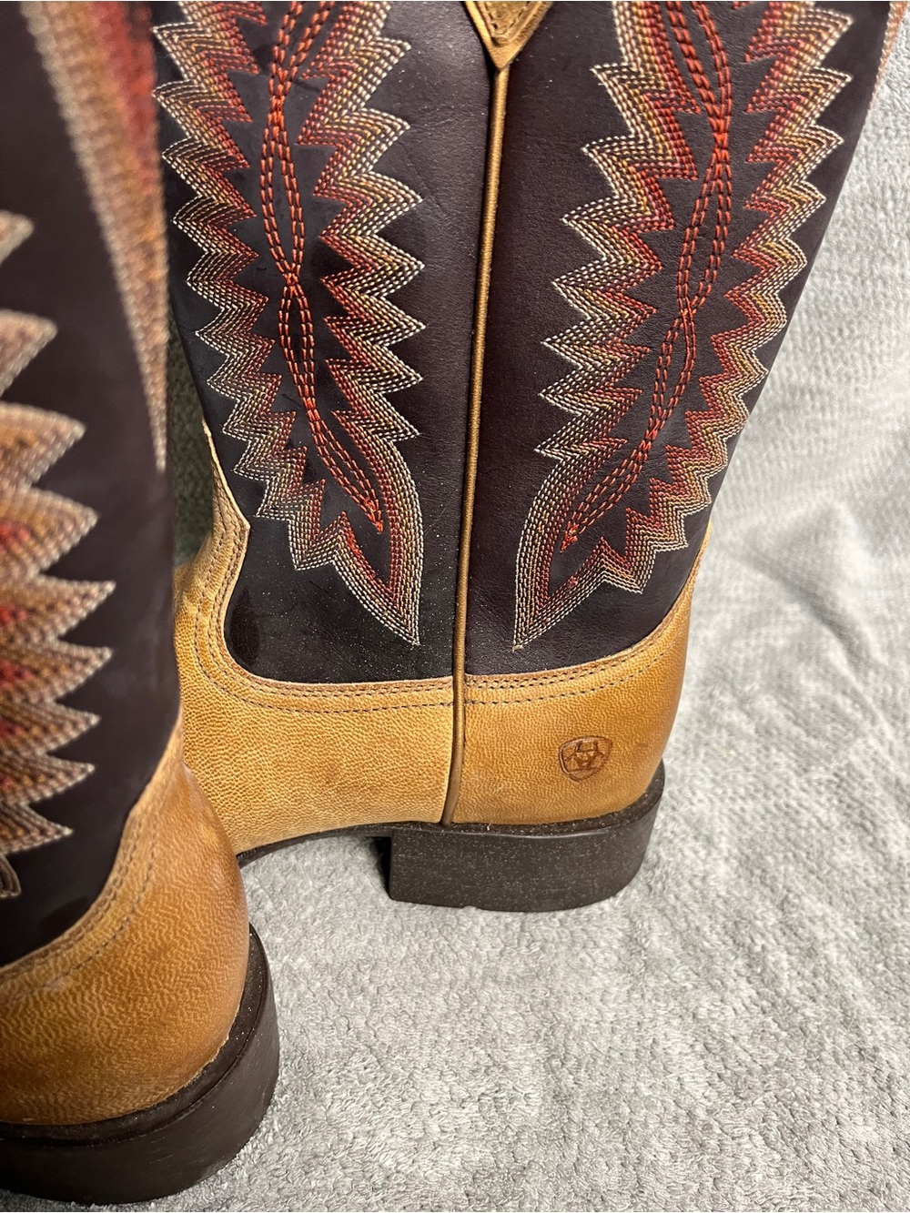NEW Ariat QuickDraw tan and shadow purple cowboy boots women’s 9 - Picture 5 of 8